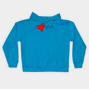 Red heart with pulse Kids Hoodie